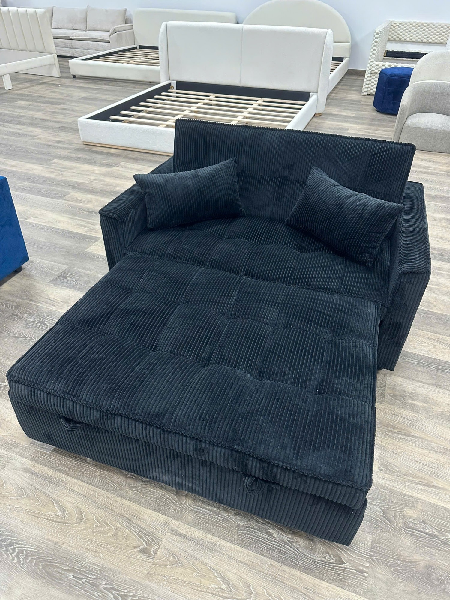 SOFA BED 1M4 VẢI GÂN ĐEN - ảnh 3